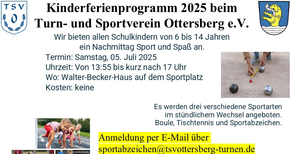 Kinderferienprogramm 2025 beim TSV
